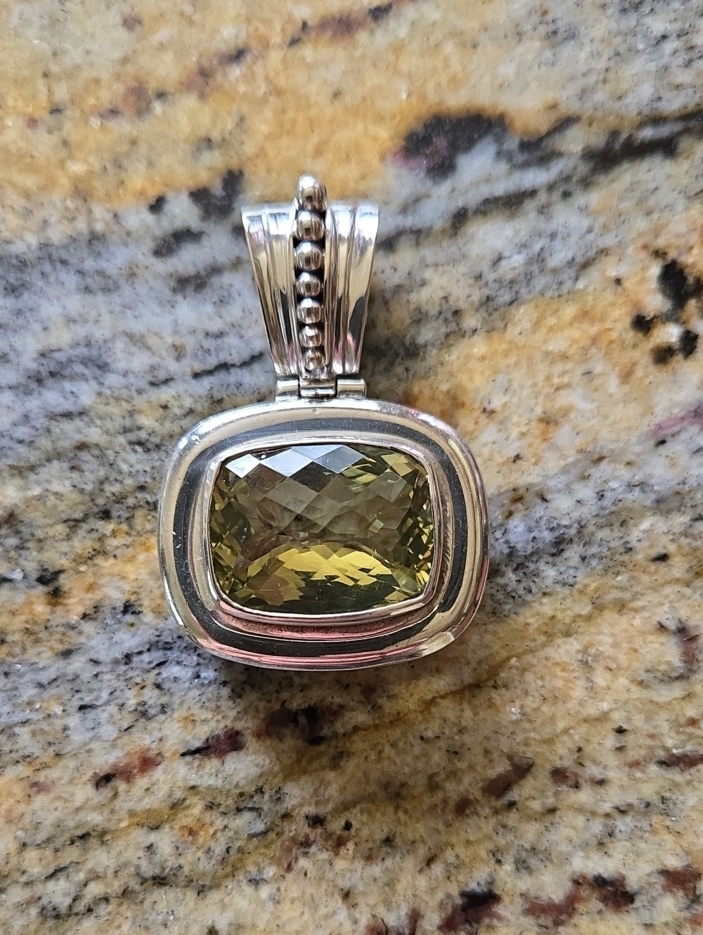 Sterling Silver Pendant with Yellow Faceted Gem - Picture 6 of 8